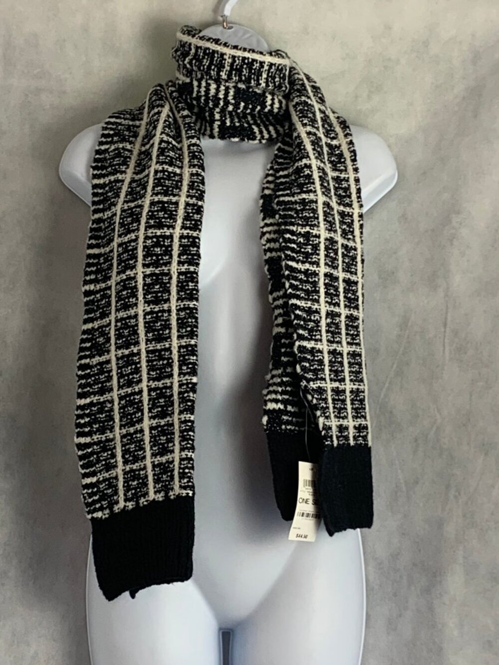 INC International Concepts Women's Tweed Knit Muffler Scarf, Black, One Size
